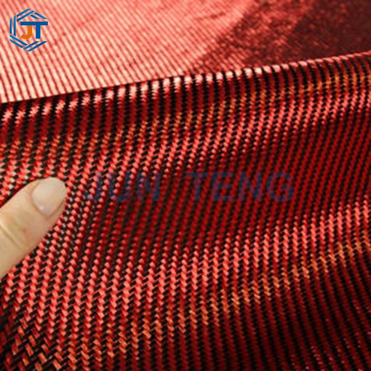 Tissu en fibre de carbone tissé rouge 3K